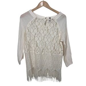 Free People Ivory Fringe Top Size XS